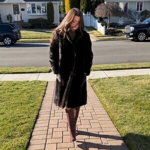 Dubrowsky Perlbinder Fur Coat Womens Size 8 Brown Genuine Luxury Vintage Winter